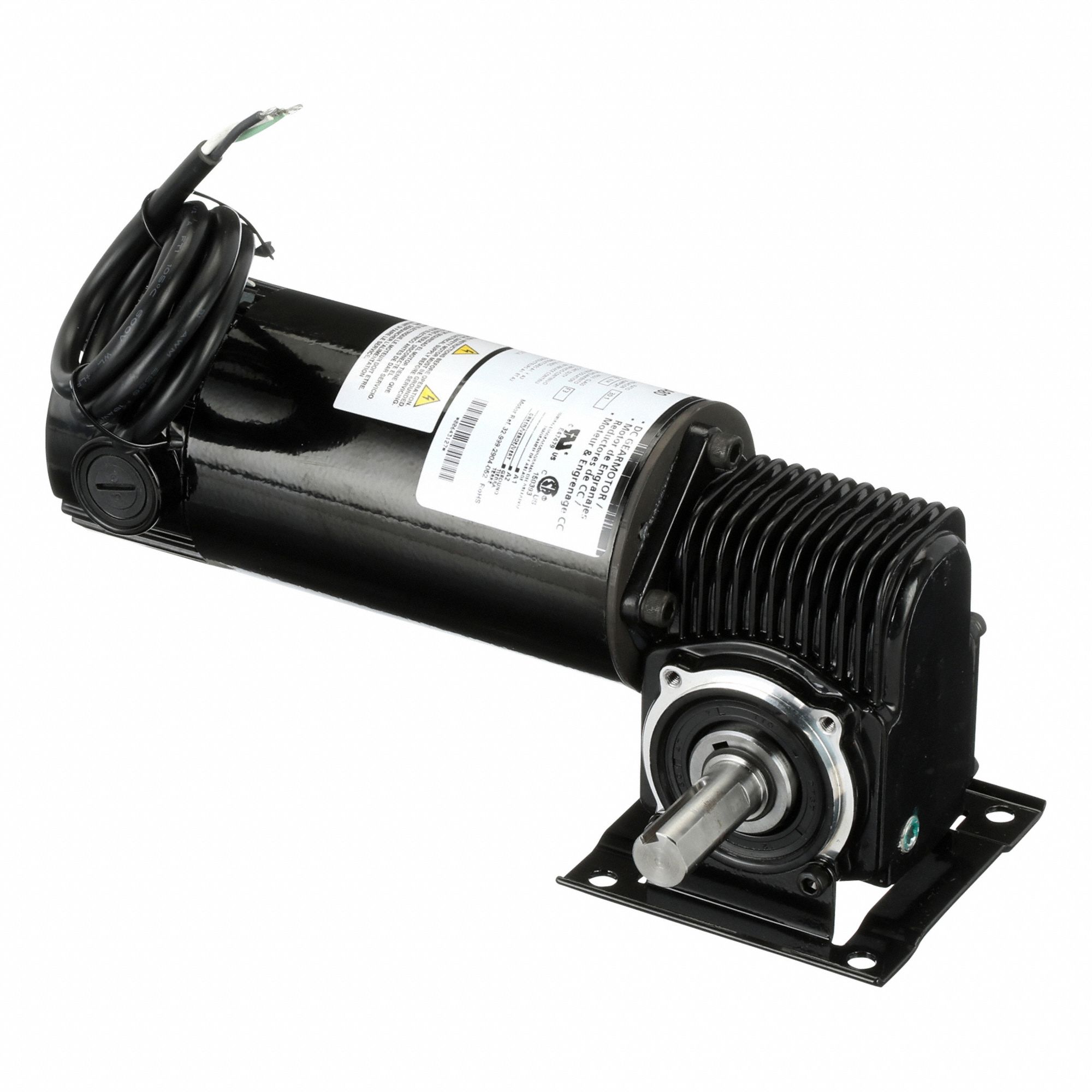 DC Gearmotor: Right Angle, 90V DC, TENV, 60 RPM, 60 in-lb Max Torque, 1/8 hp Input Horsepower