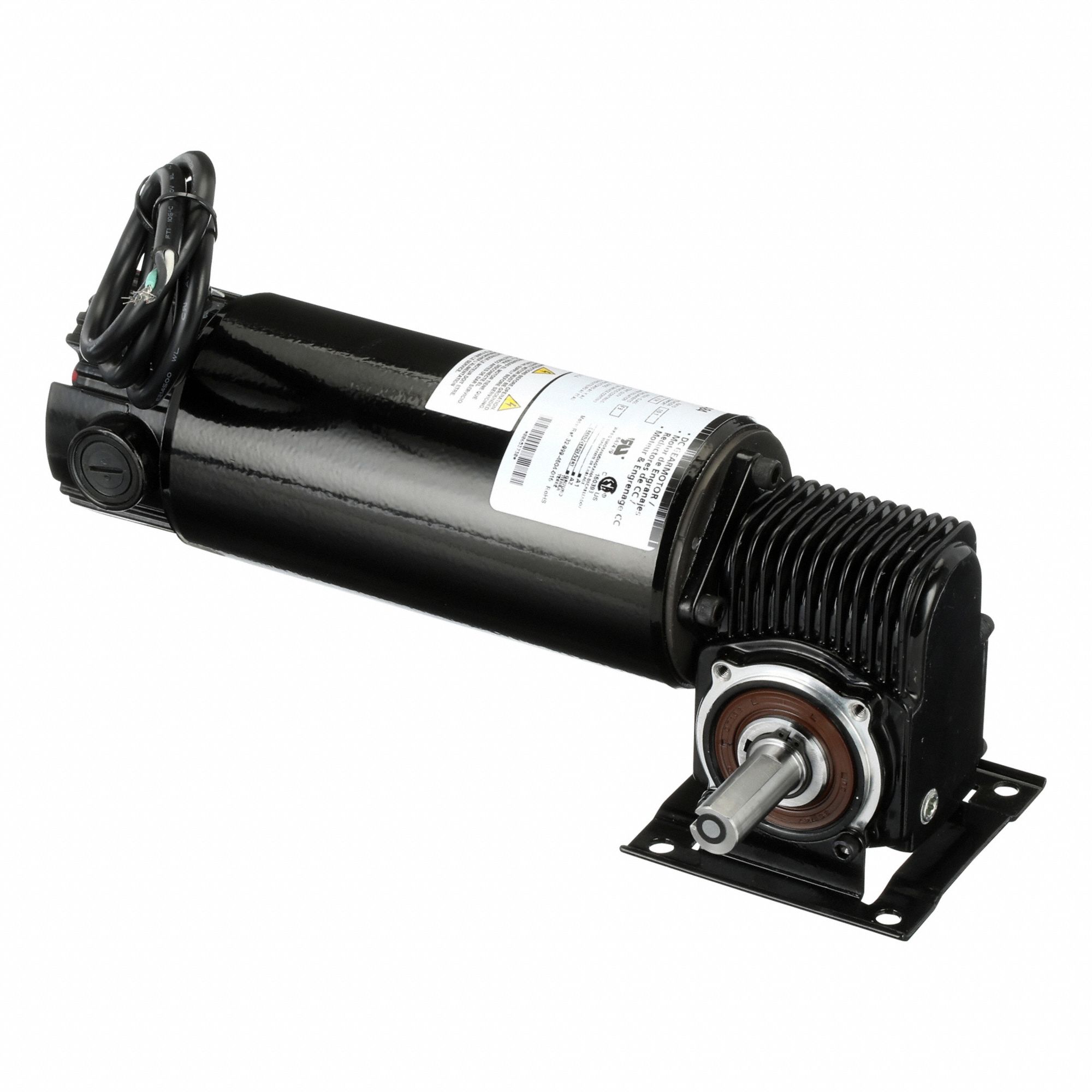 DC Gearmotor: Right Angle, 90V DC, TENV, 180 RPM, 55 in-lb Max Torque, 10:1, 2.33 A, CW/CCW
