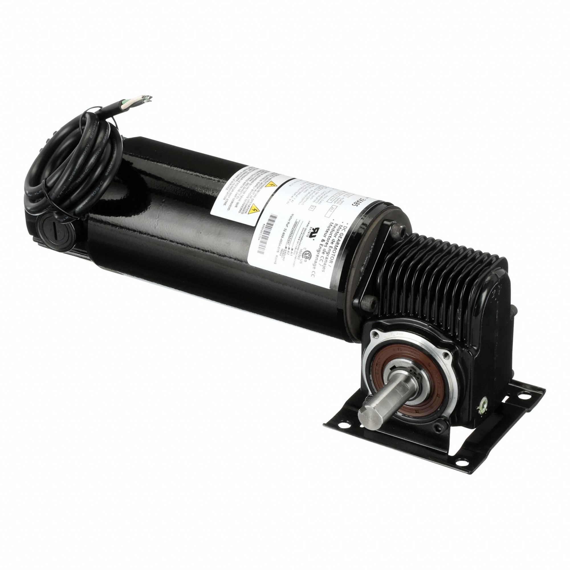 DC Gearmotor: Right Angle, 90V DC, TENV, 90 RPM, 100 in-lb Max Torque, 20:1, 2.33 A, CW/CCW