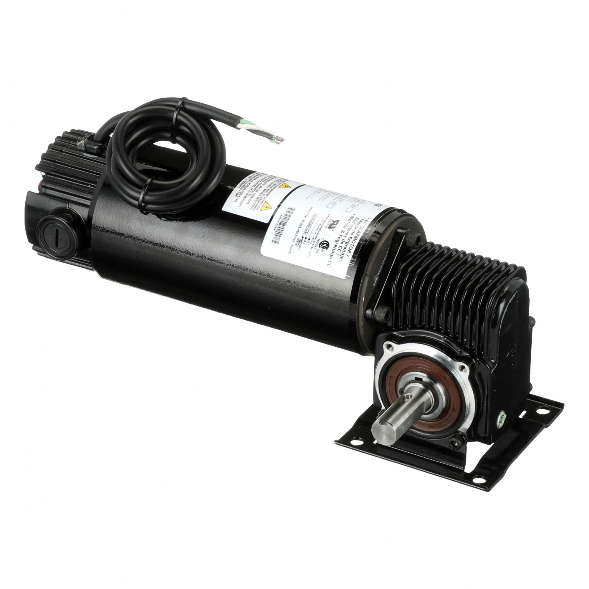 DC Gearmotor: Right Angle, 90V DC, TENV, 60 RPM, 120 in-lb Max Torque, 30:1, 2.33 A, CW/CCW