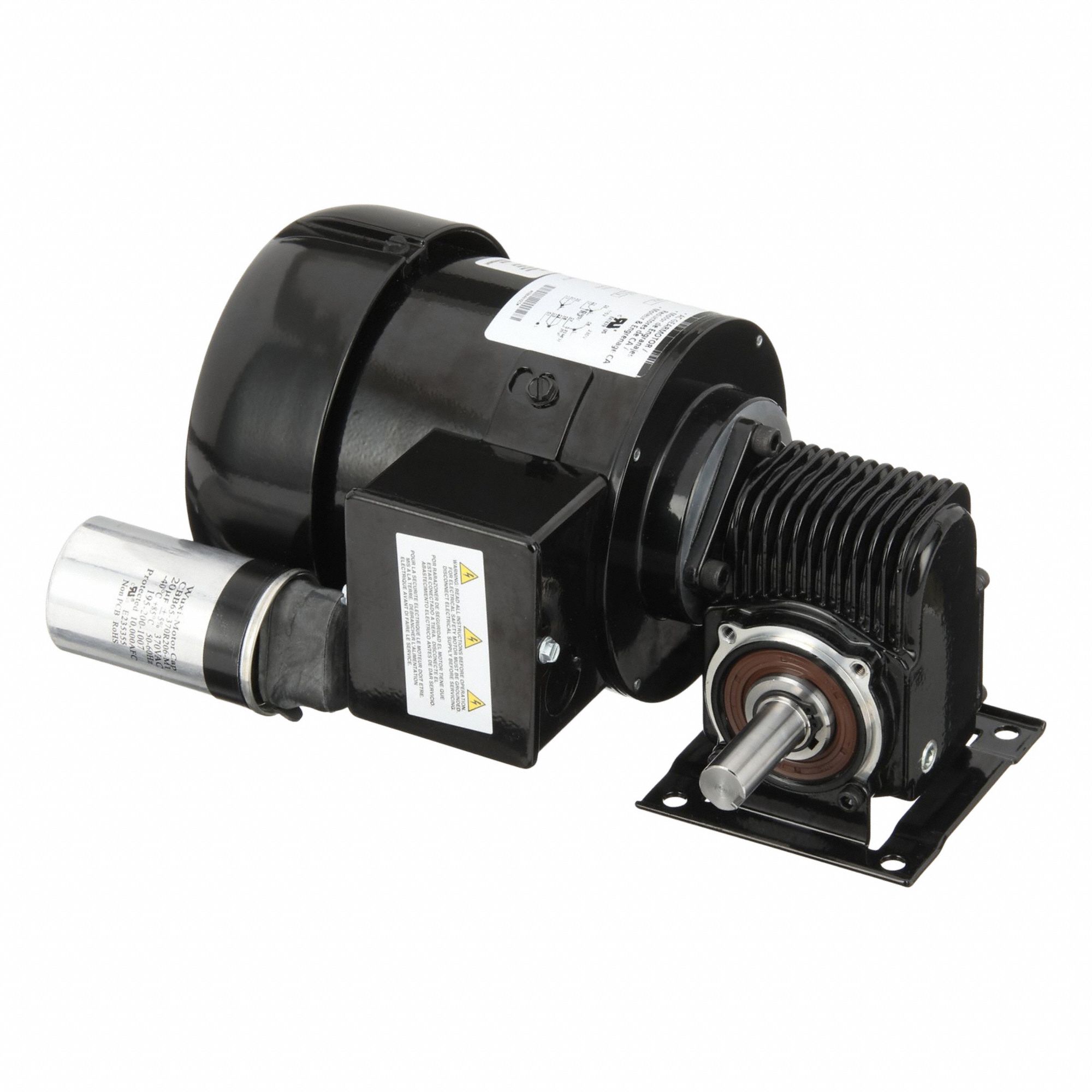 AC Gearmotor: Right Angle, Single Output Shaft, PSC, TEFC, 160 RPM, 62 in-lb Max Torque, 10:1