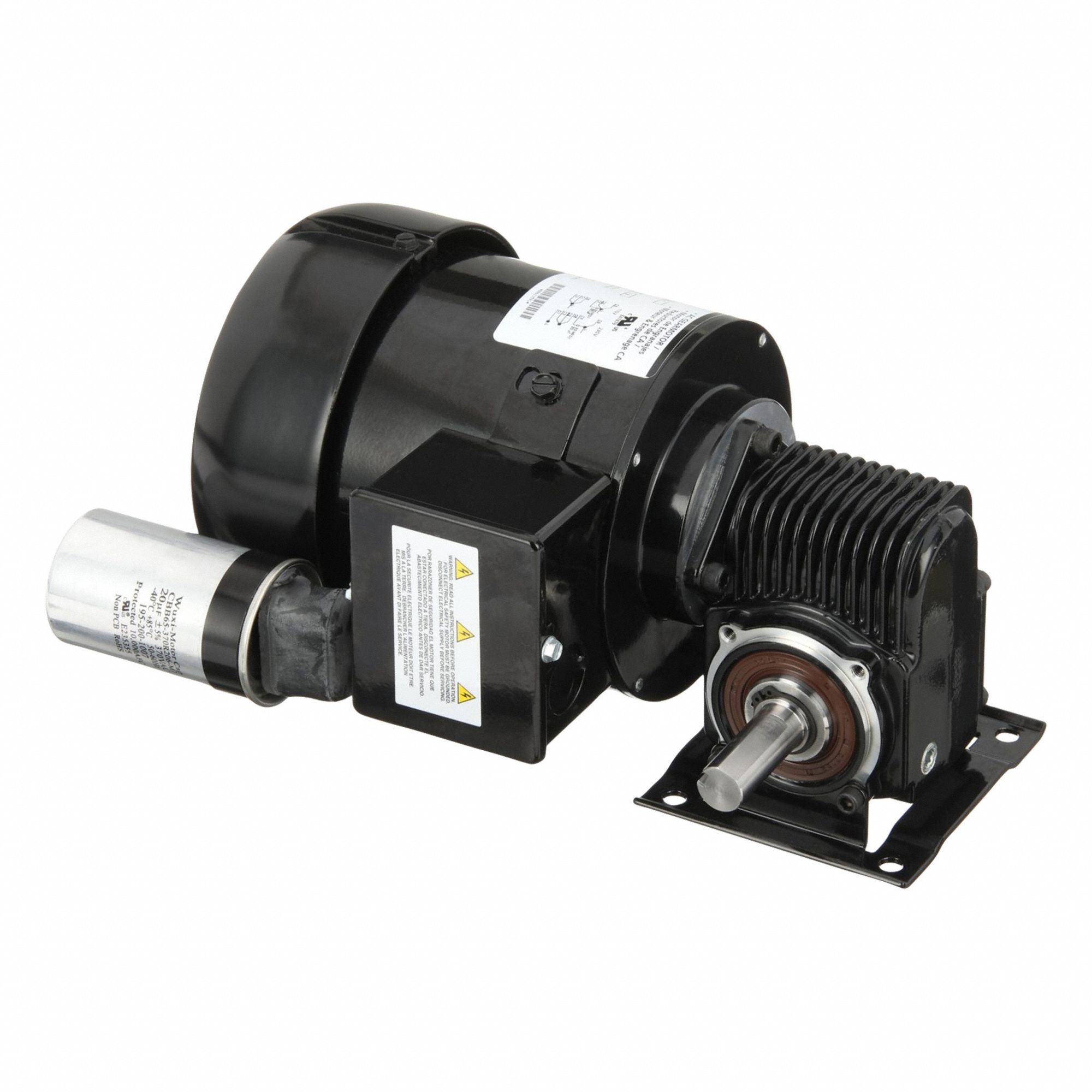 AC Gearmotor: Right Angle, Single Output Shaft, PSC, TEFC, 55 RPM, 130 in-lb Max Torque, 30:1