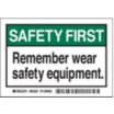 Safety First: Remember Wear Safety Equipment. Signs