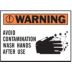 Warning: Avoid Contamination Wash Hands After Use Signs