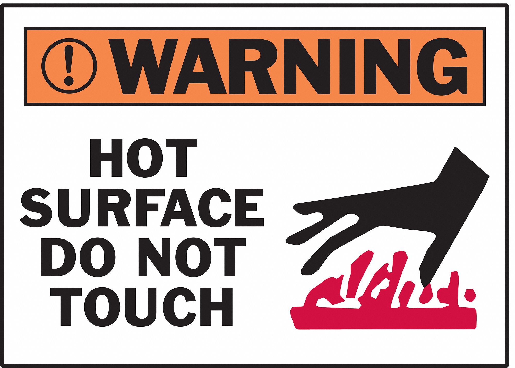 LABEL, POLYESTER, ADHESIVE MOUNT, 3½ IN X 5 IN NOMINAL SIGN SIZE, 0.01 IN THICK, 5 PK, HOT SURFACE DO NOT TOUCH