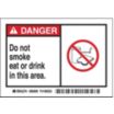Danger: Do Not Smoke Eat Or Drink In This Area. Signs