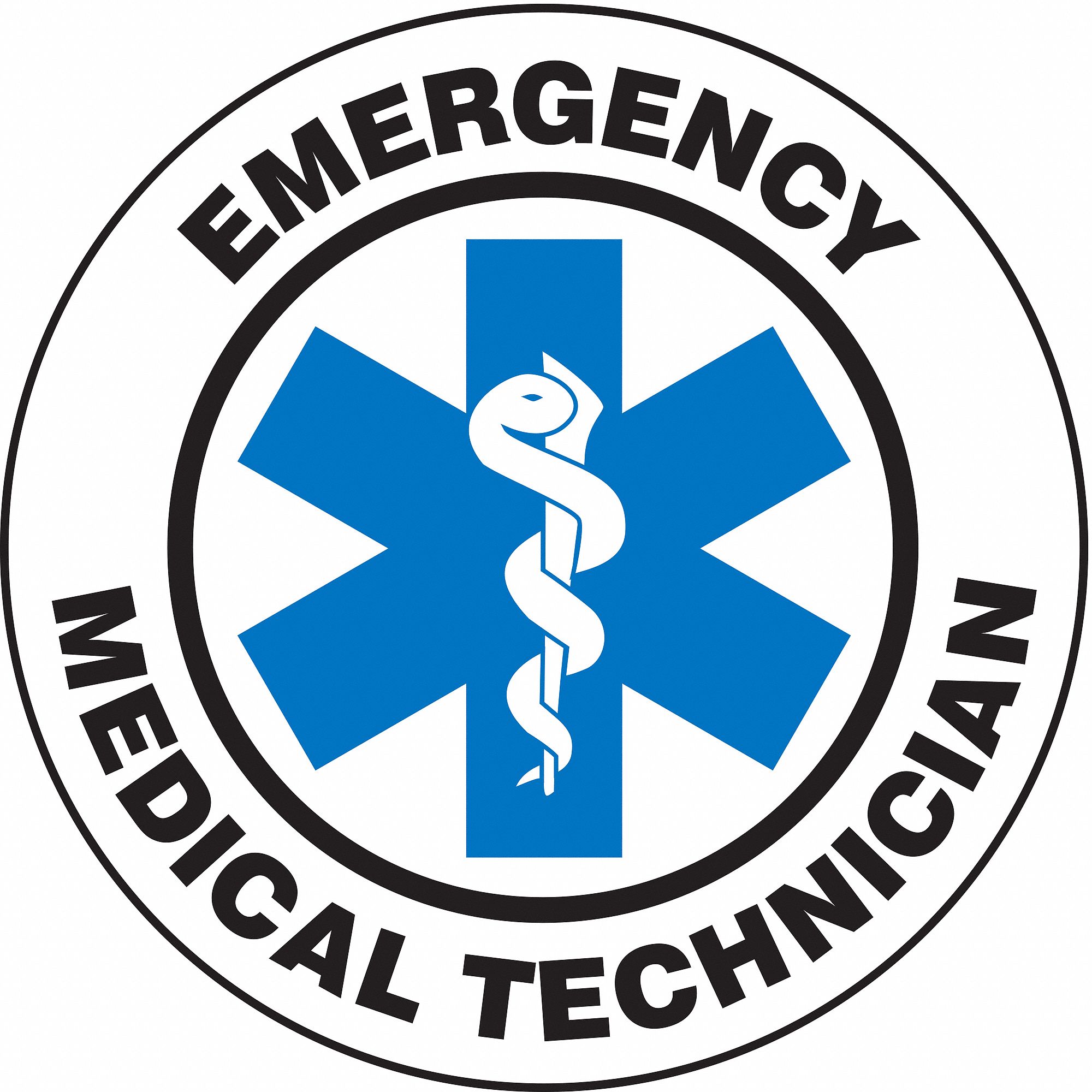 Hard Hat Label: Emergency Medical Technician, 2 1/4 in Dia, English, Engineer-Grade Retroreflective