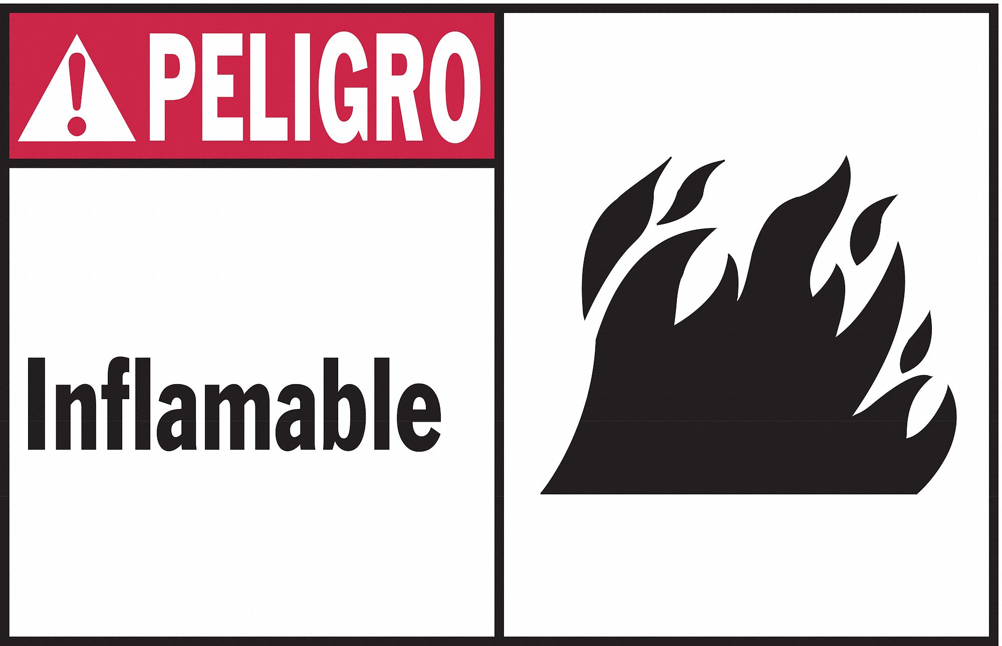 LABEL, POLYESTER, ADHESIVE MOUNT, 3½ IN X 5 IN NOMINAL SIGN SIZE, 0.01 IN THICK, 5 PK, INFLAMMABLE