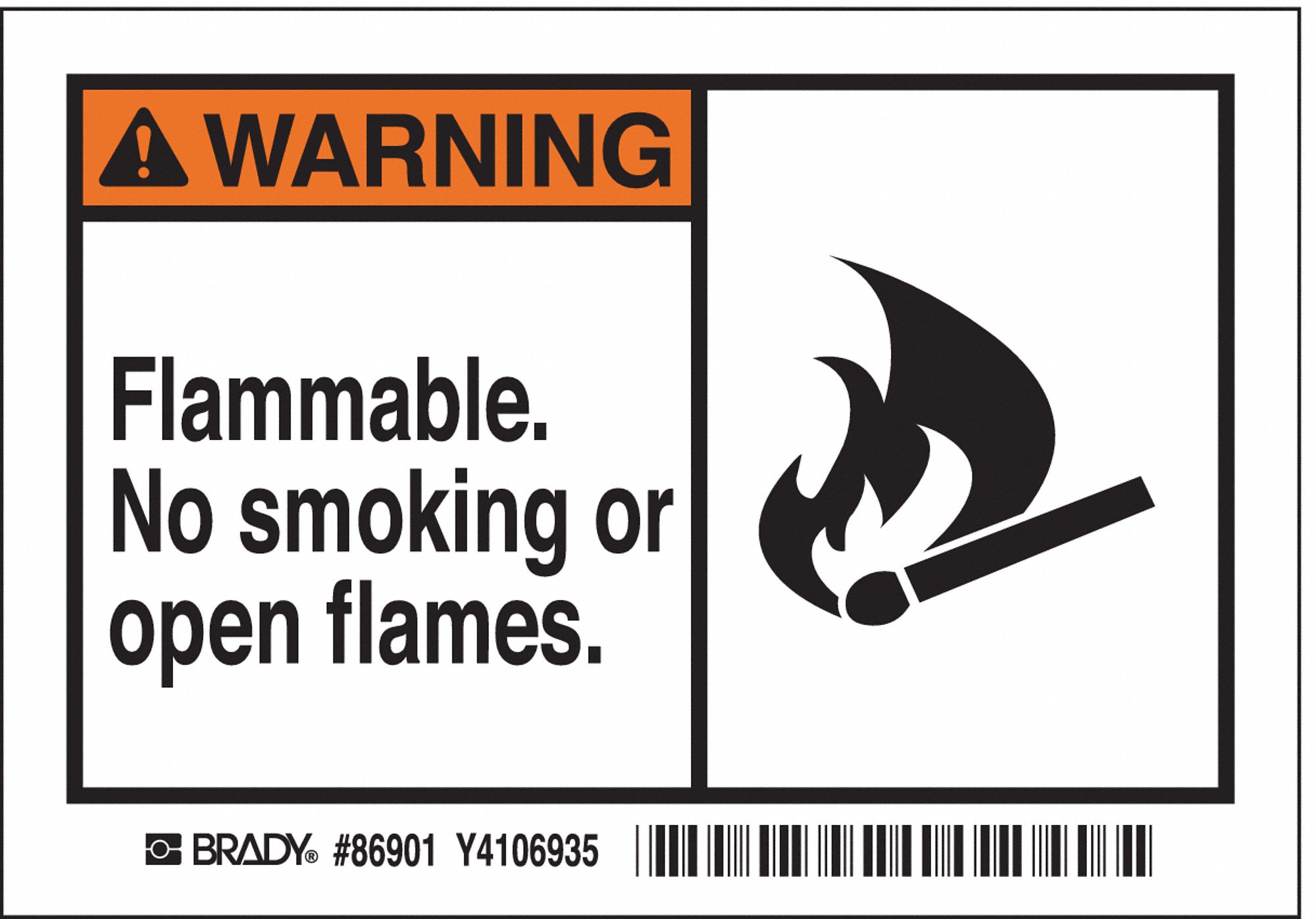 LABEL, POLYESTER, ADHESIVE MOUNT, 3½ X 5IN NOMINAL SIGN SIZE, 0.01IN THICK, 5 PK, FLAMMABLE. NO SMOKING OR OPEN FLAMES