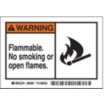 Warning: Flammable. No smoking or open flames. Signs