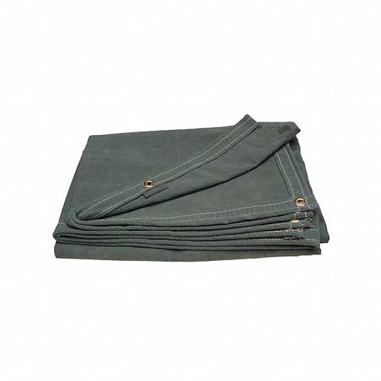 Treated Canvas Tarp, Green, 15 ft 3 in x 19 ft 7 in Finished