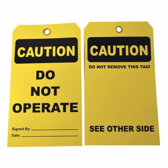 Yellow, Cotton String, Caution Tags - 3XAZ9|3XAZ9 - Grainger