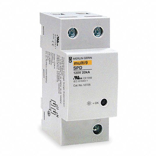 SCHNEIDER ELECTRIC Din Rail Mount Surge Suppressor, Phase 1, Voltage