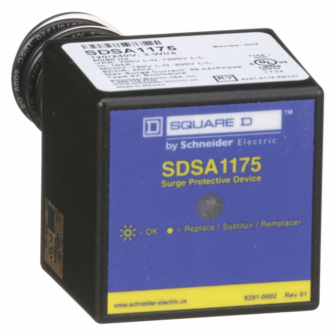 Square D Surge Protection Device Phase Single Voltage 120 240v Ac 3xb86 Sdsa1175 Grainger