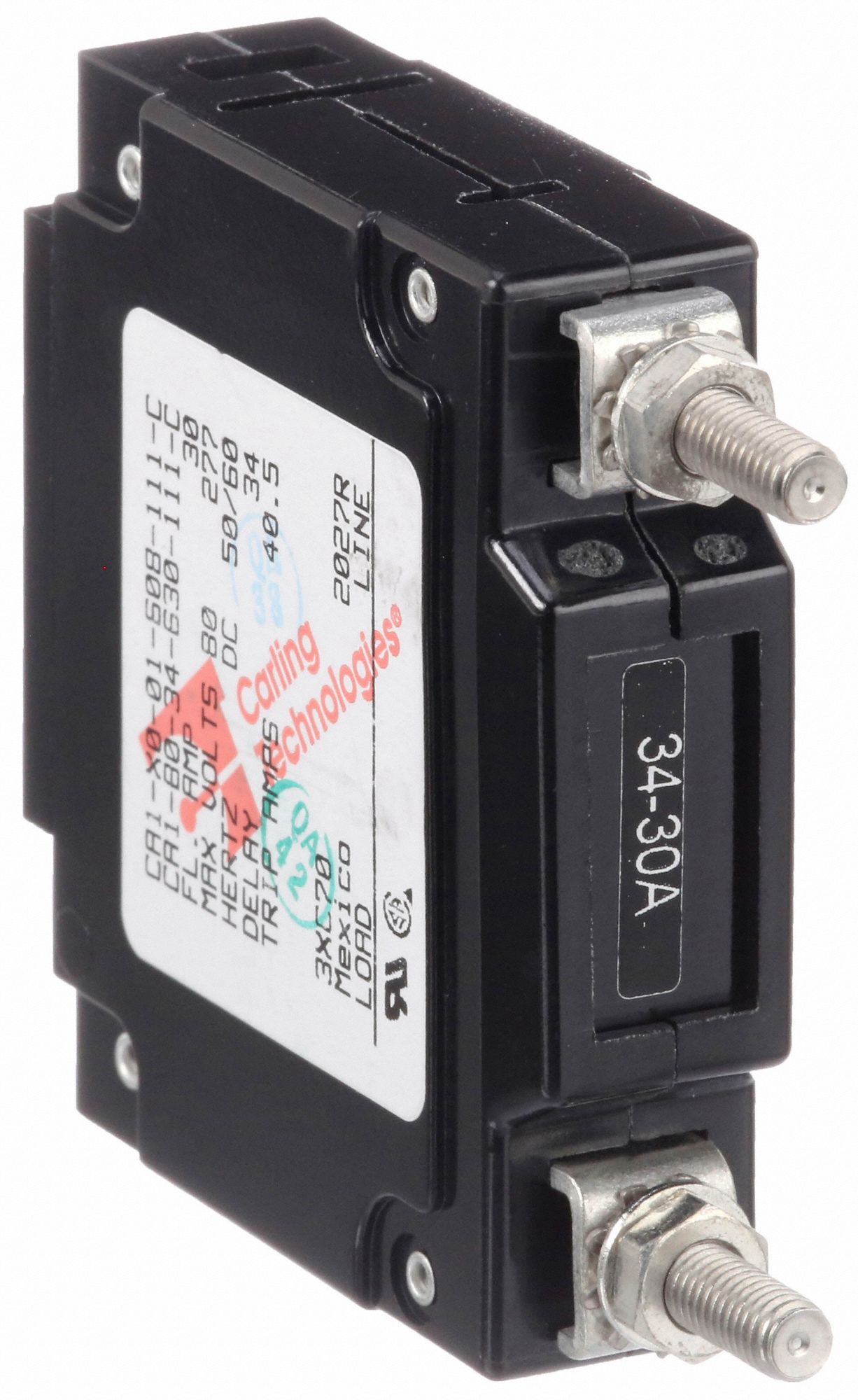 CARLING TECHNOLOGIES Panel Mount Circuit Breaker, Amps 30 A, AC Voltage