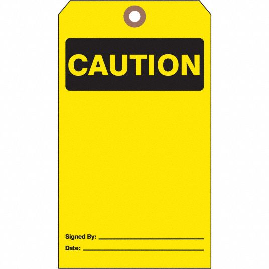 SEE ALL INDUSTRIES Caution Tags: Yellow, Single Part Tag, Cotton String ...