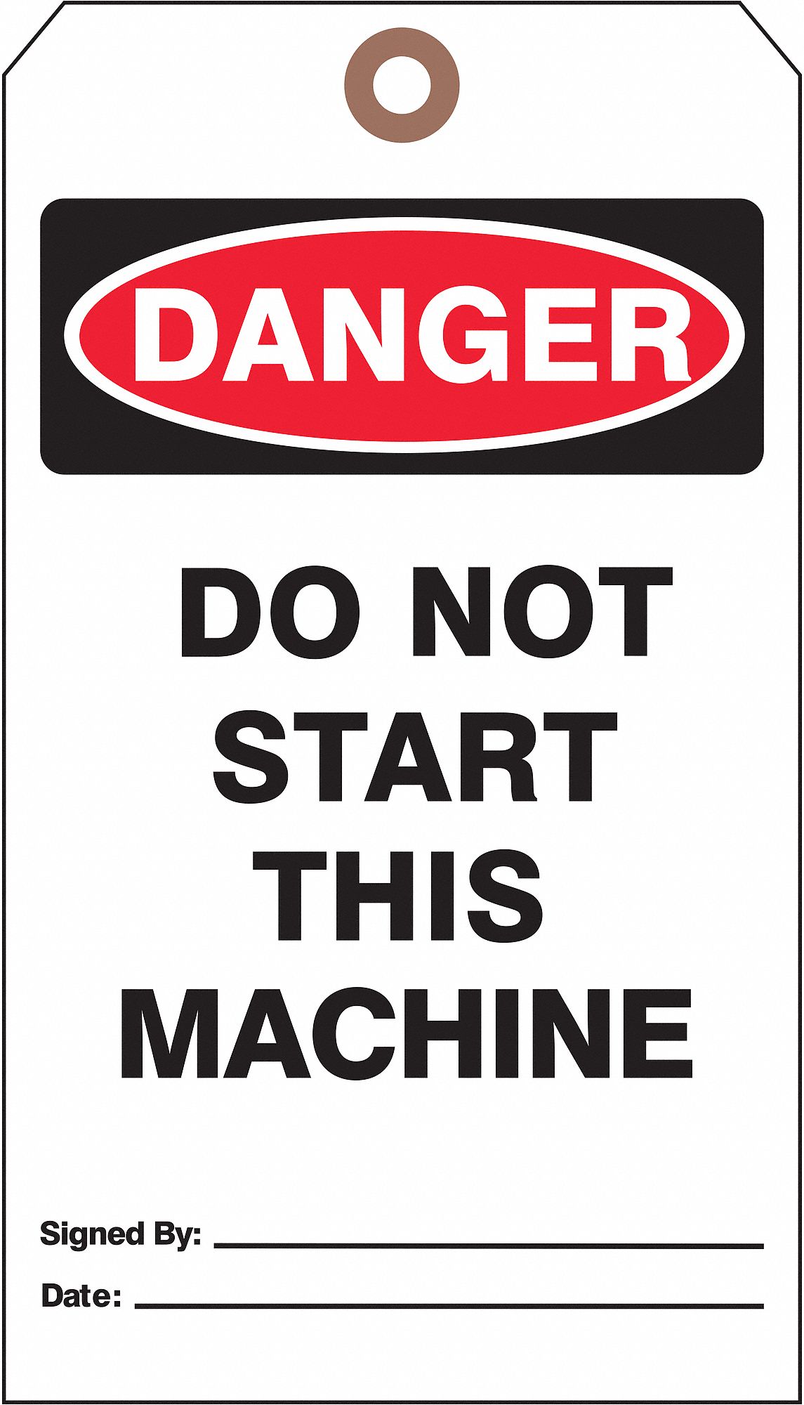 Danger Tags: White, Single Part Tag, Cotton String, 25 Tags, Cleaning and Maint, 25 PK