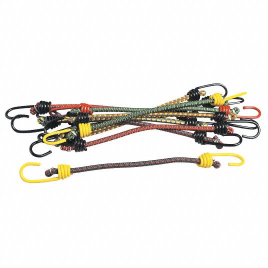 KEEPER Multicolored Rubber Bungee Cord with JHooks, Bungee Length 13