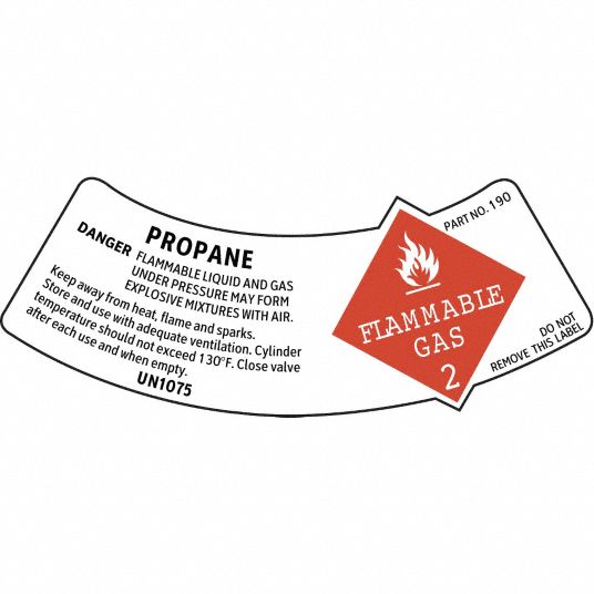 10, PK, Gas Cylinder Shoulder Label 3XCT3D190N Grainger