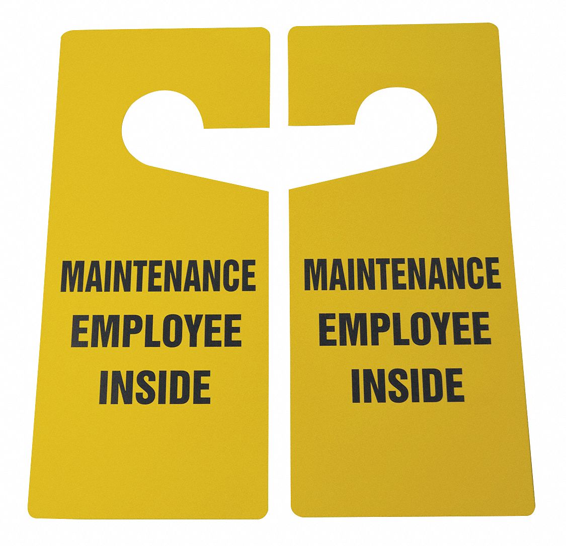 GRAINGER APPROVED Door Knob Hanger Tag, PVC, Height 9 in, Width 4 in