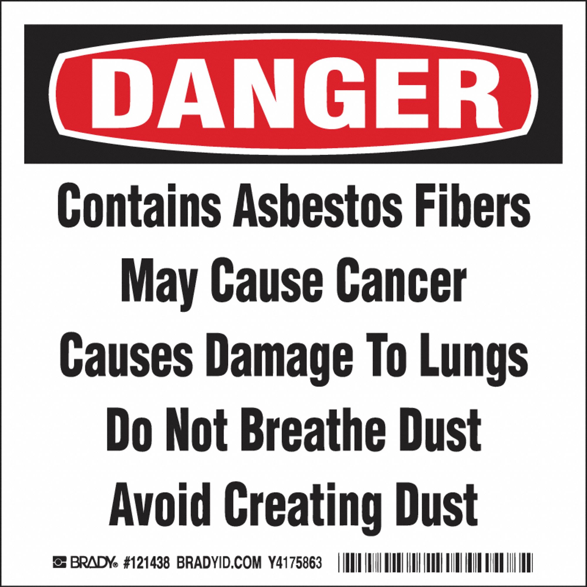 DANGER SIGN, 4 IN, 0.004 IN, VINYL, ADHESIVE SURFACE SIGN MOUNTING, DANGER HEADER, WHITE/BLACK