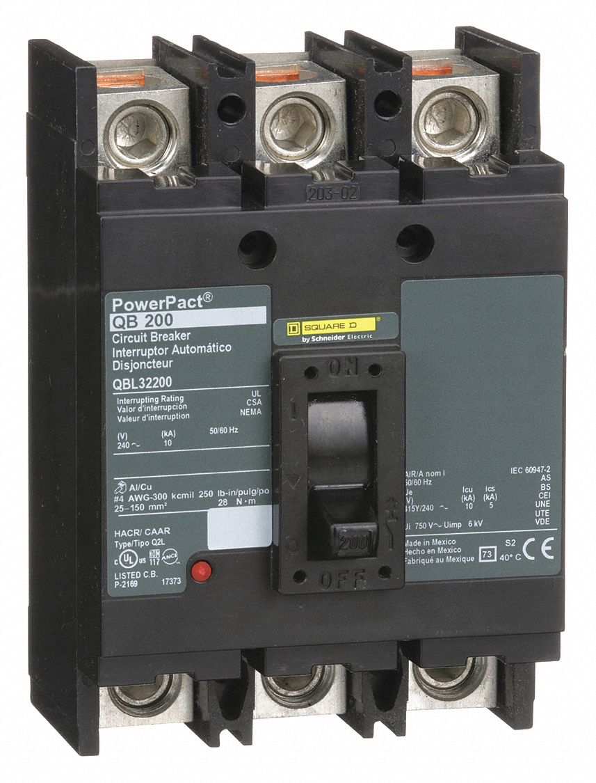 SQUARE D Molded Case Circuit Breaker 200 A Amps, 10kA at 240V AC