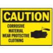 Caution: Corrosive Material Wear Protective Clothing Signs