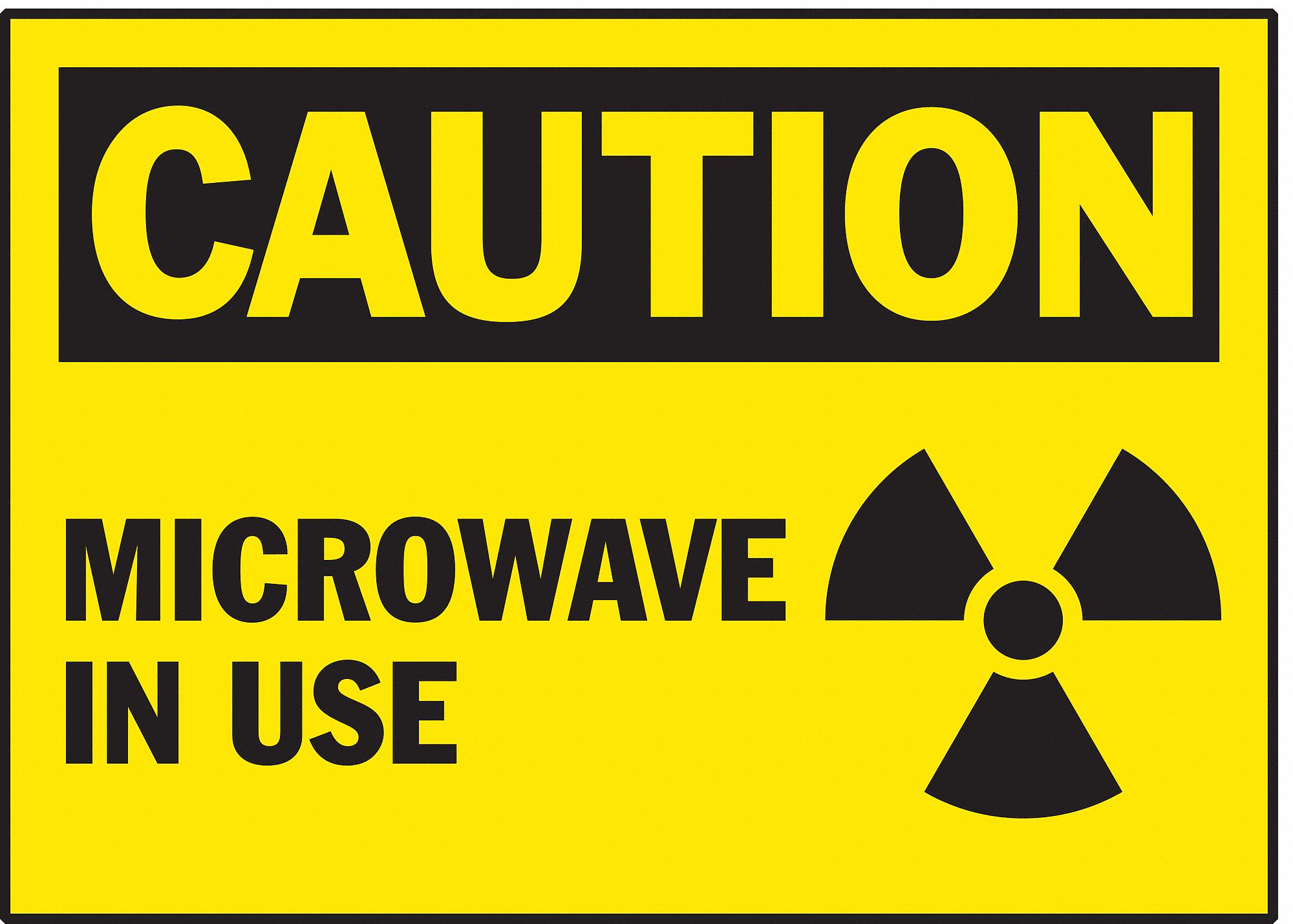 BRADY Caution Label, Microwave In Use, Sign Header Caution, Polyester