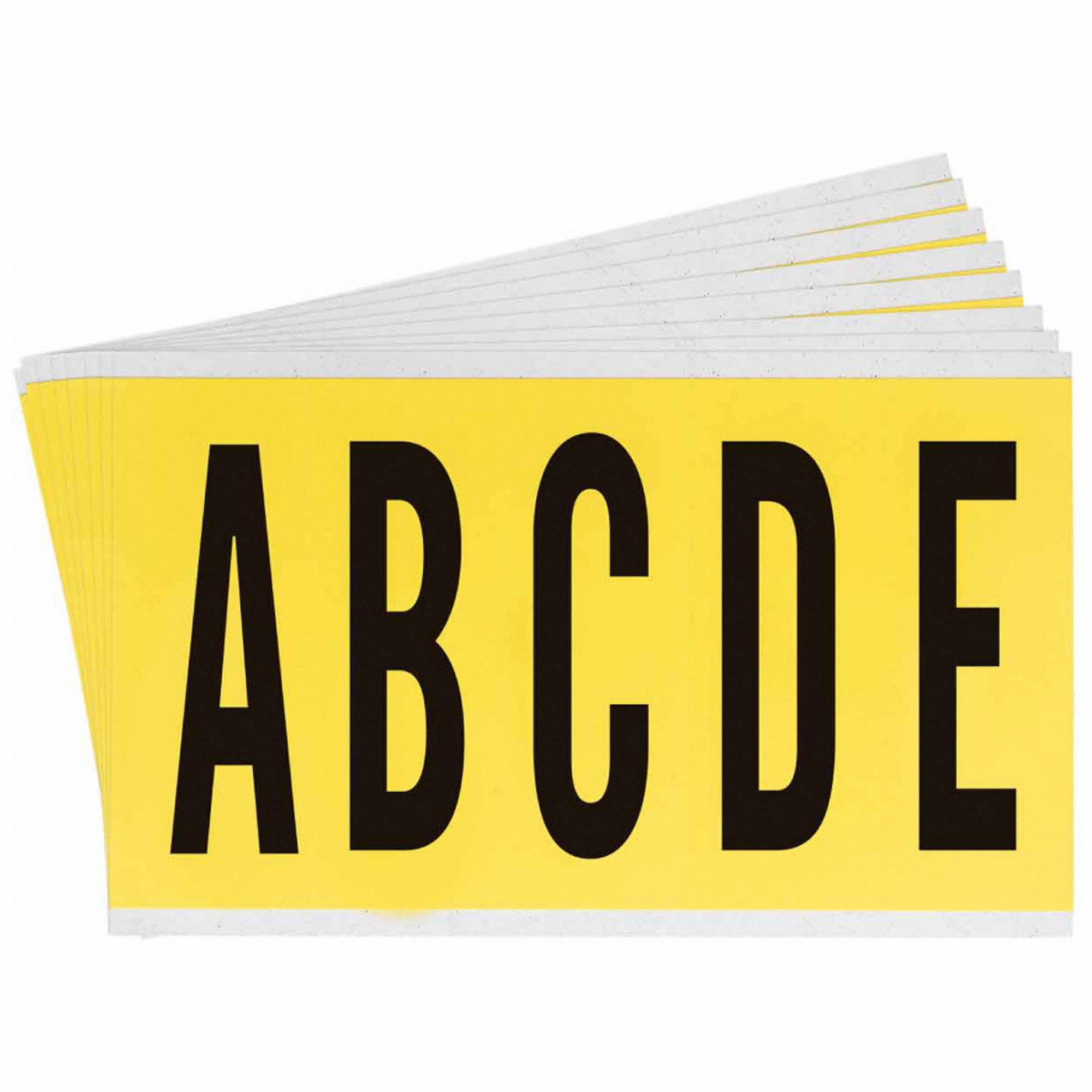 Letter Label Set: 4 in Character Ht, Indoor Only, Non-Reflective, Gothic, Black, A to Z, 25 PK