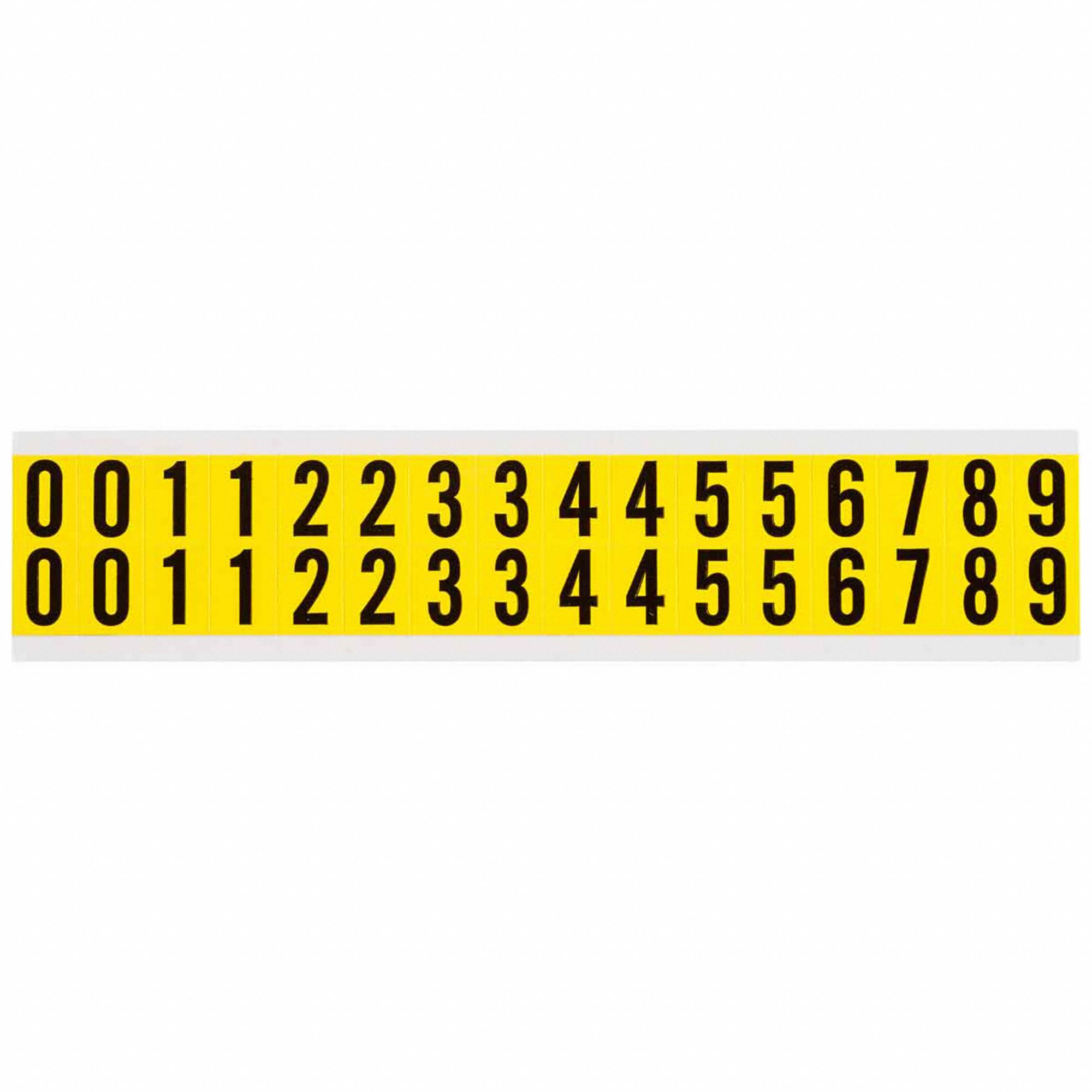 Number Label Set: 5/8 in Character Ht, Indoor Only, Non-Reflective, Gothic, Black, 0 to 9, Die Cut