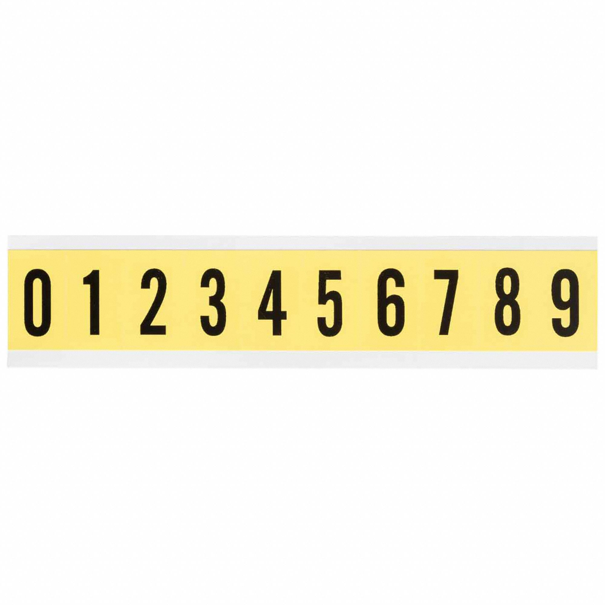 Number Label Set: 1 in Character Ht, Indoor Only, Non-Reflective, Gothic, Black, 0 to 9, Die Cut