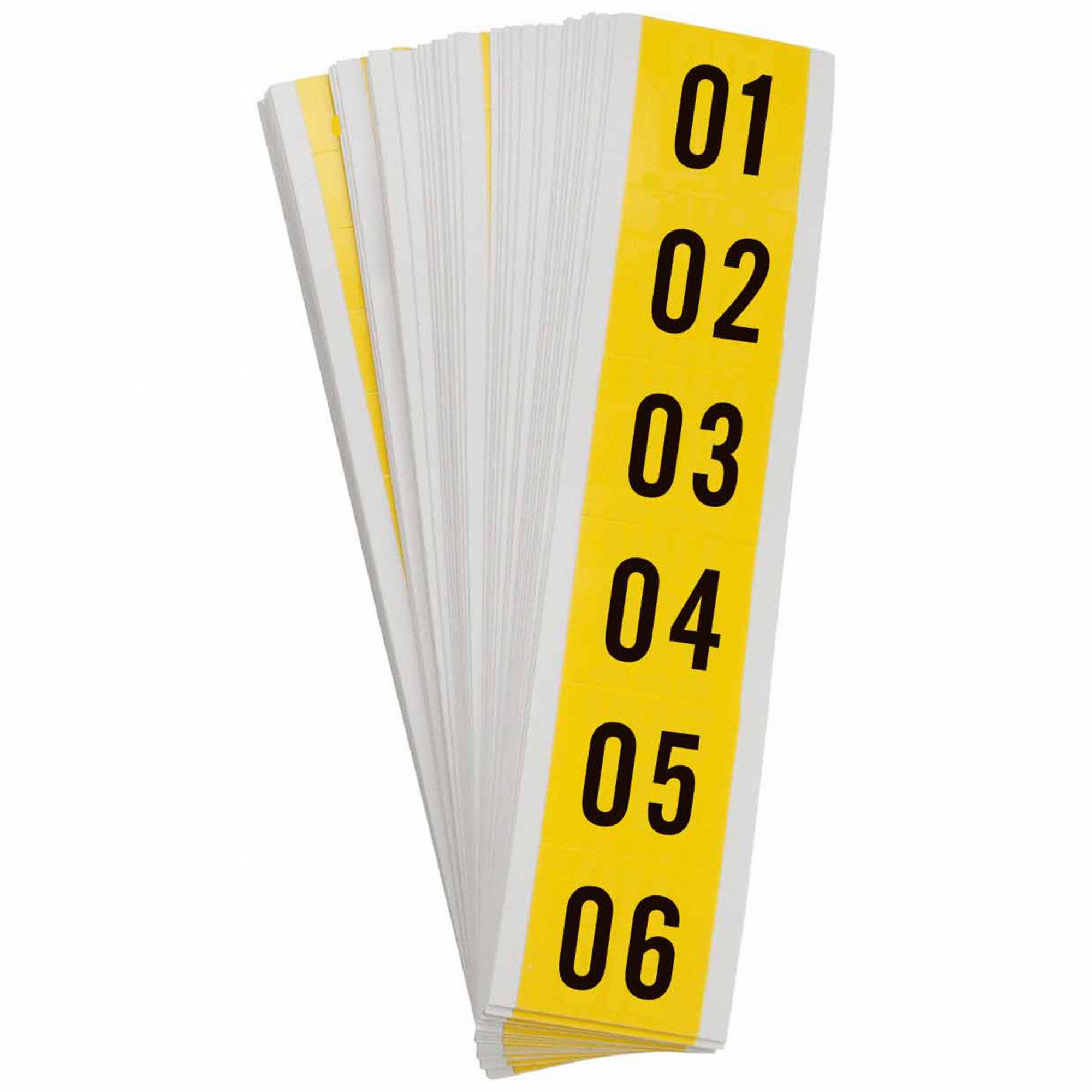 Number Label Set: 1 in Character Ht, Indoor Only, Non-Reflective, Gothic, Black, 1 to 99, Die Cut
