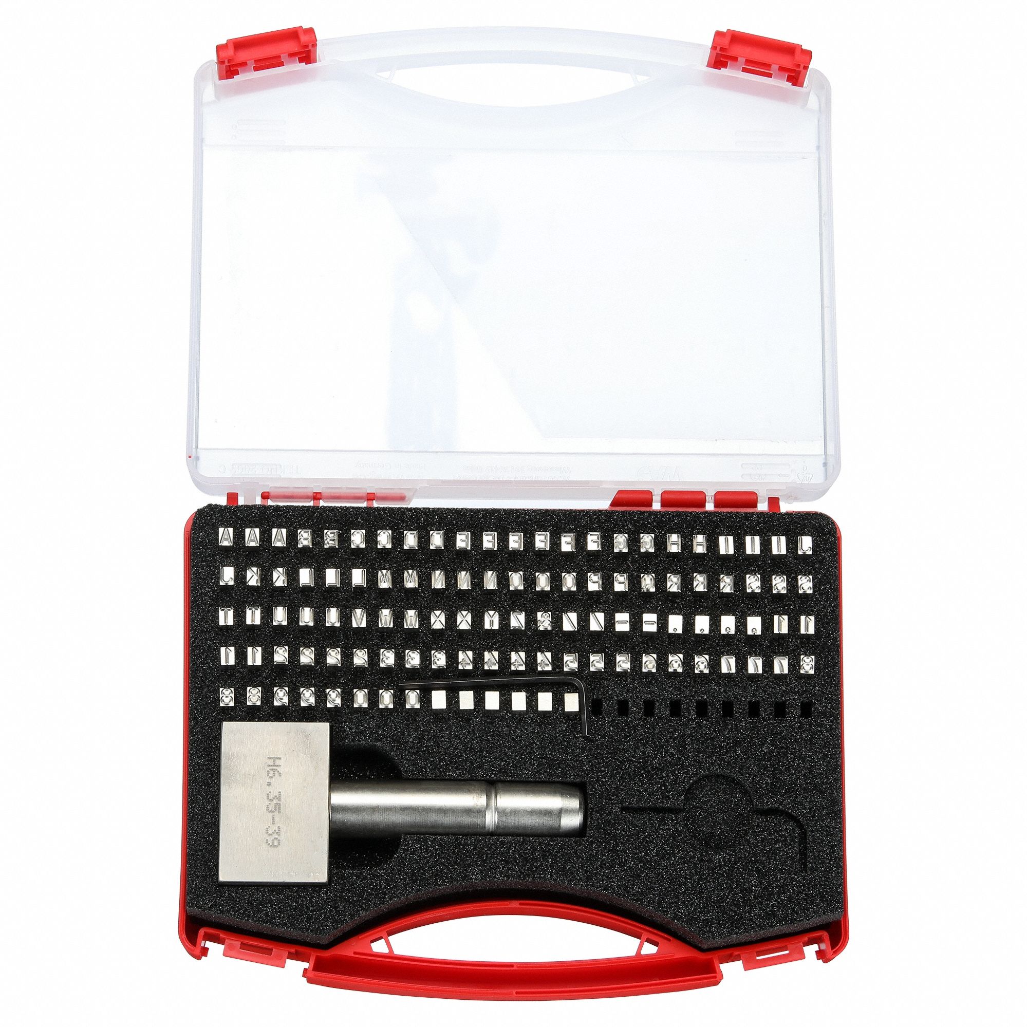 Steel Type Kit: 3/16 in Character Ht, 1/4 in Shank Lg, Steel, Sharp-Face