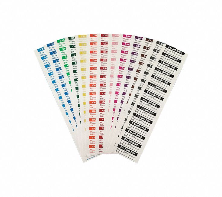 Inspection Label: Calibrated, 1 in Wd, 1/2 in Ht, Polyester, Indoor, 2 mil Label Thick, 182 PK