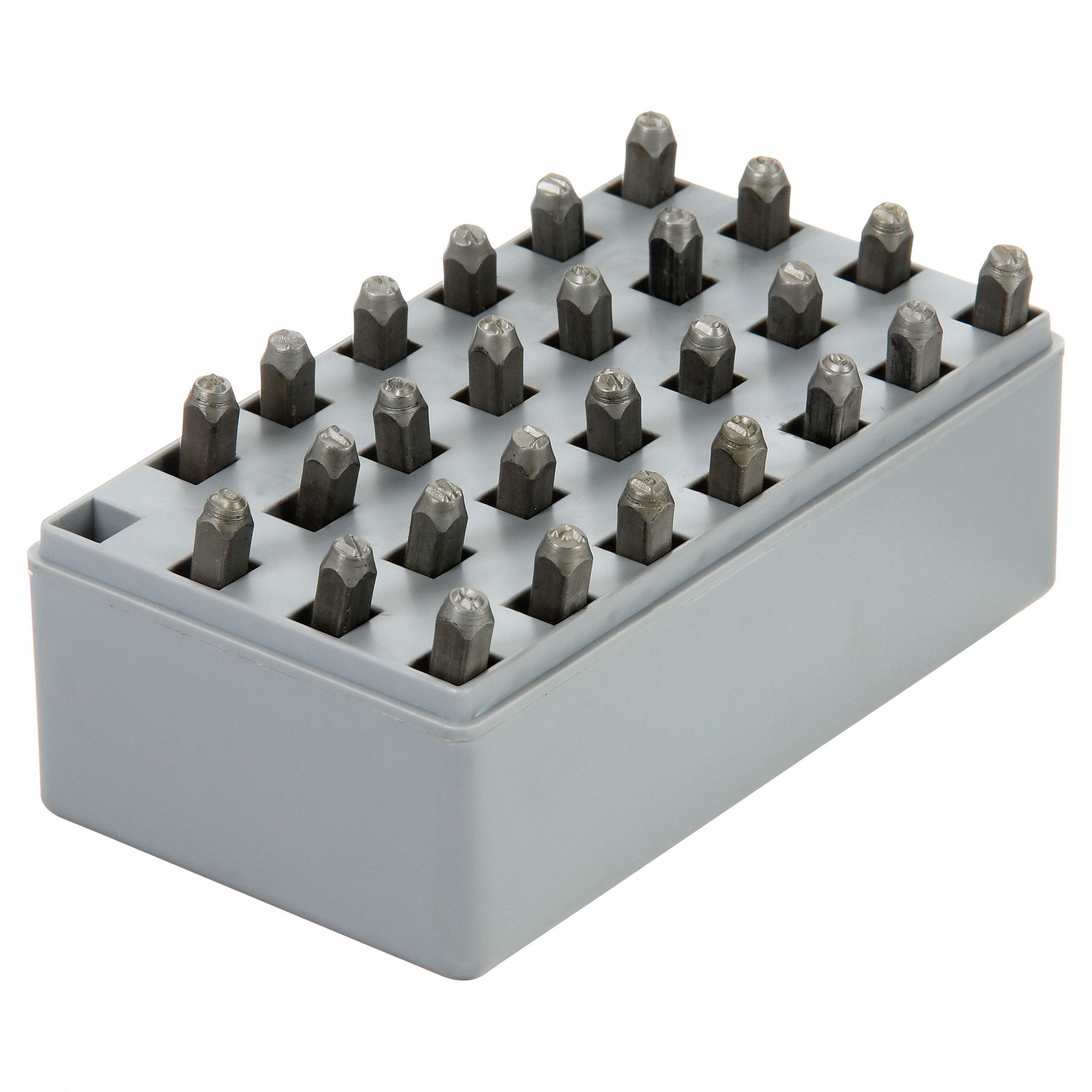 Hand Stamp Kit: Ampersand (&)/A thru Z, 1/8 in Character Ht, 2 3/8 in Shank Lg, Steel