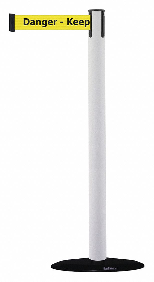 Barrier Post with Belt, PVC, White