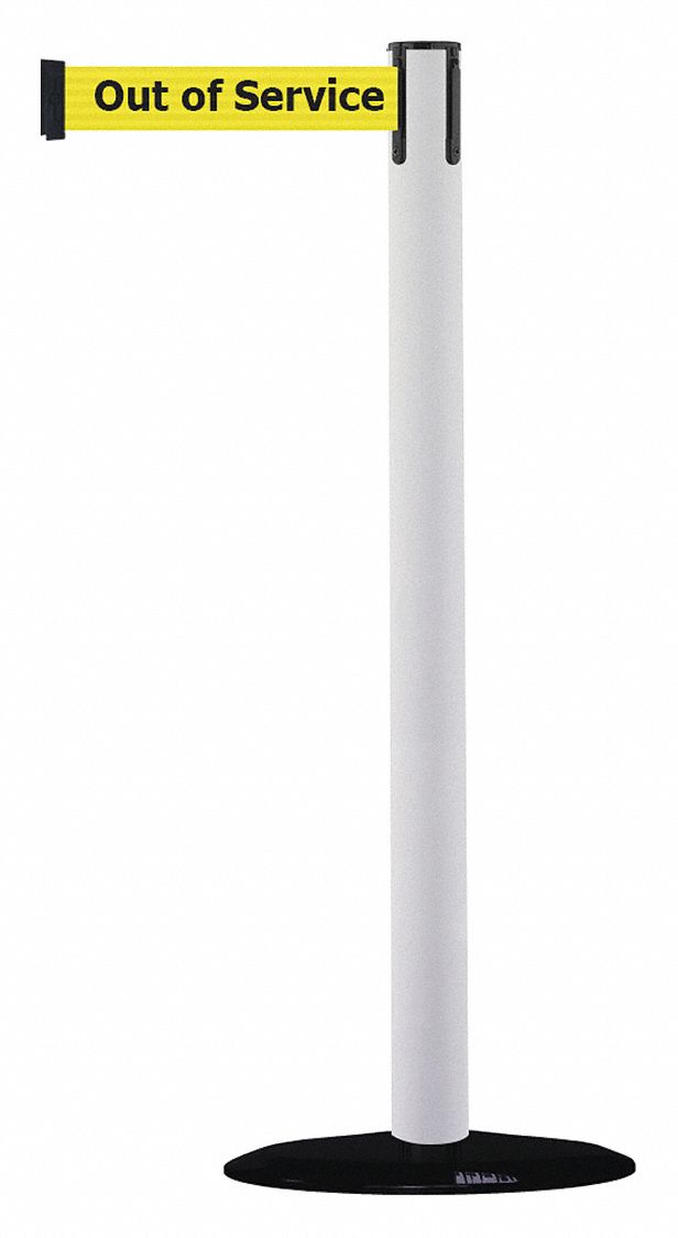 Barrier Post with Belt, PVC, White