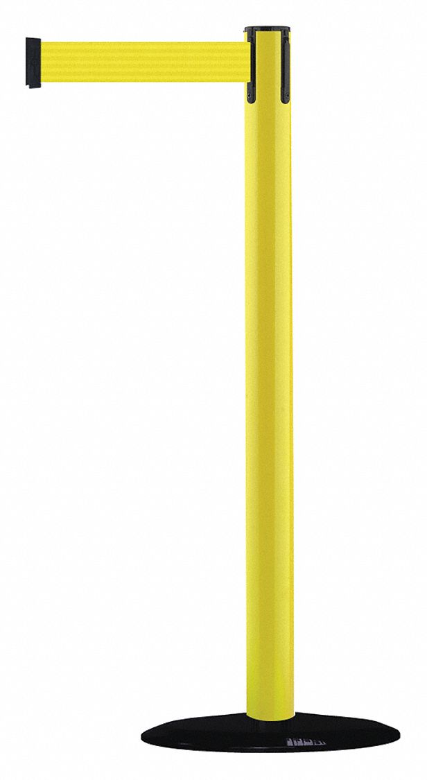 Barrier Post w/ Belt, 7-1/2 ft. L, Yellow