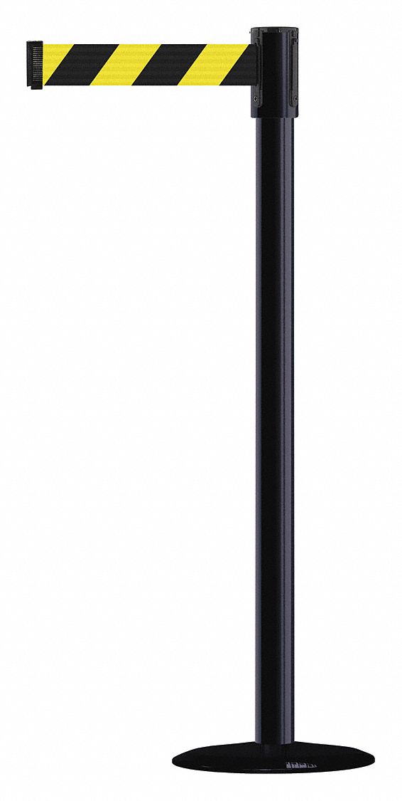 Barrier Post with Belt, Black No Scuff