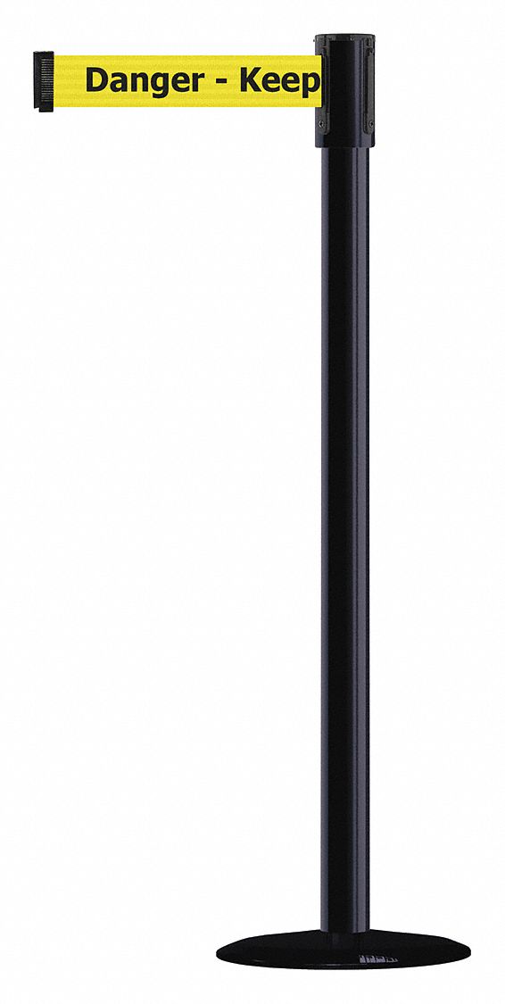 Barrier Post with Belt, Black No Scuff