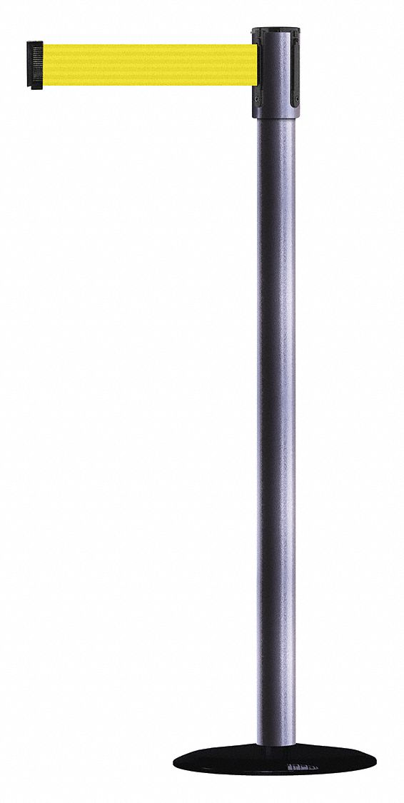 Barrier Post w/ Belt, 7-1/2 ft. L, Yellow