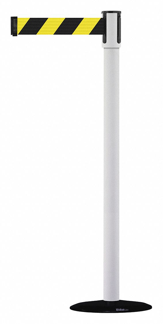 Barrier Post with Belt, Black No Scuff