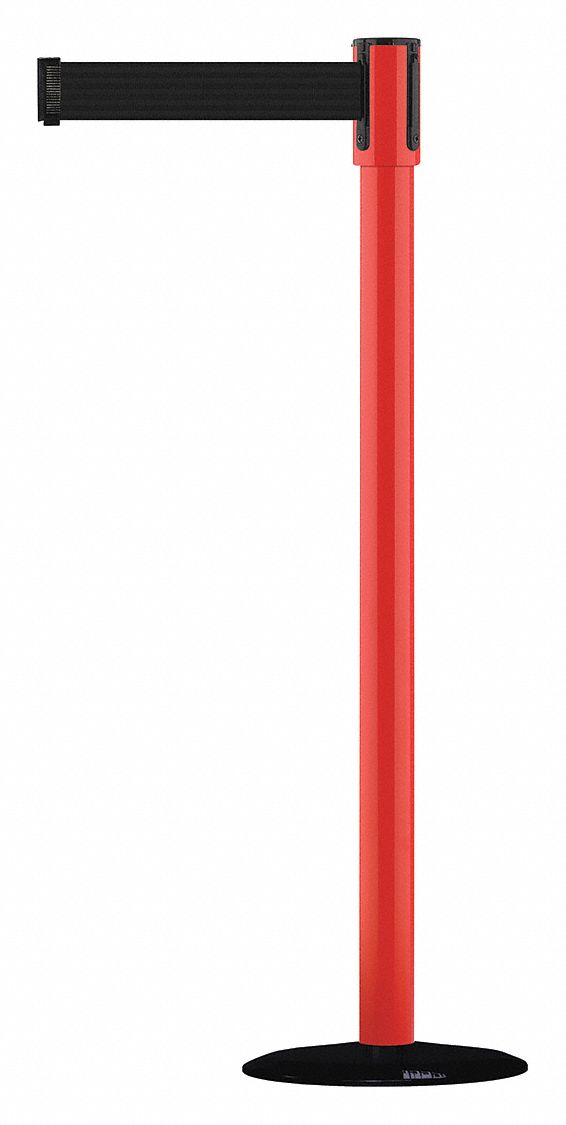 Barrier Post with Belt, 7-1/2 ft. L, Black