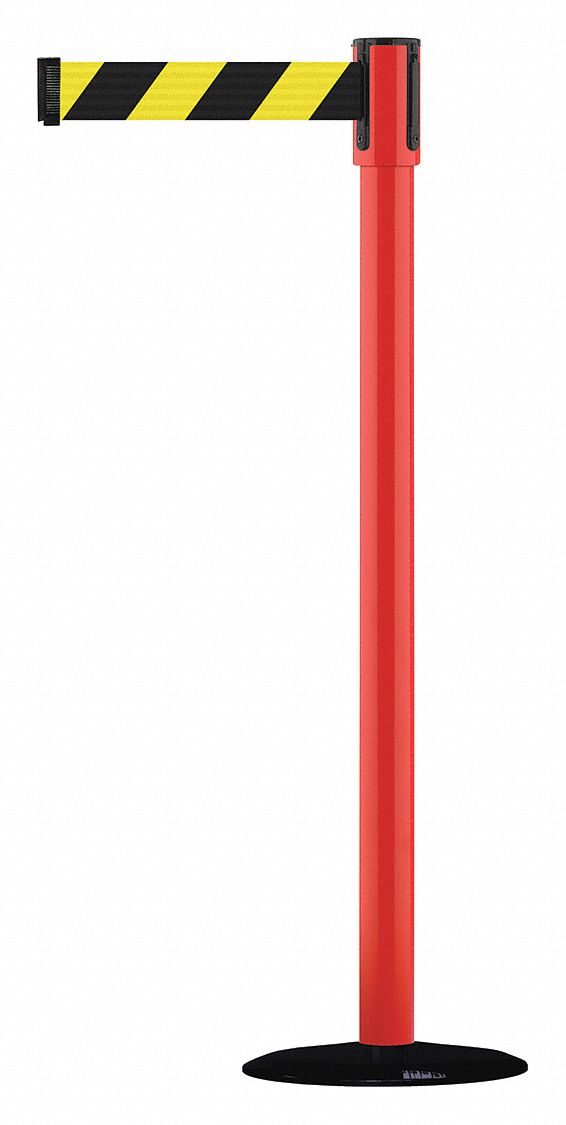 Barrier Post w/ Belt, Red, Black No Scuff