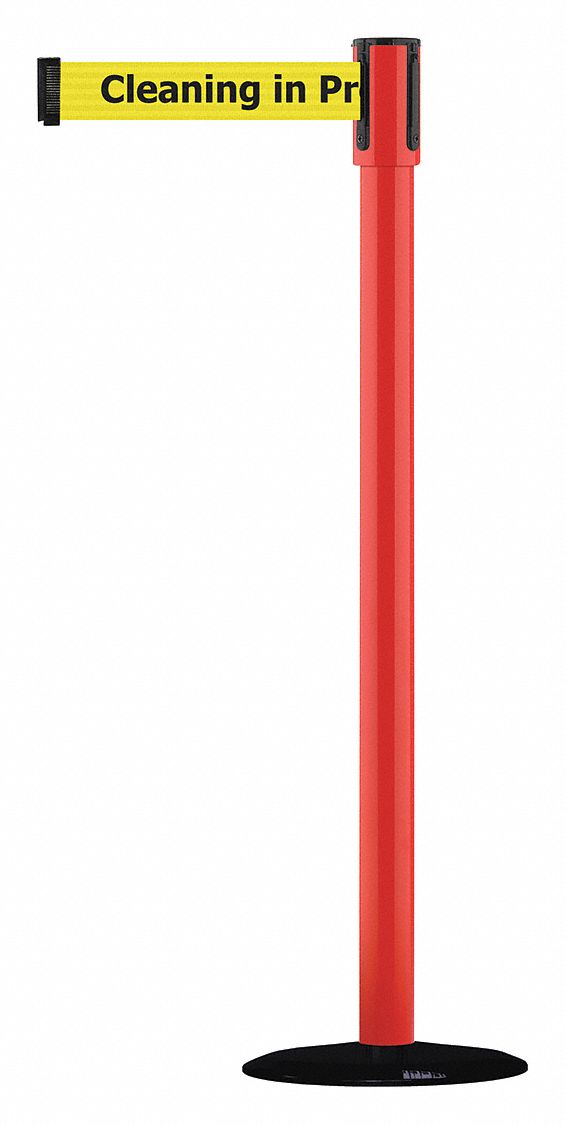 Barrier Post w/ Belt, Red, Black No Scuff