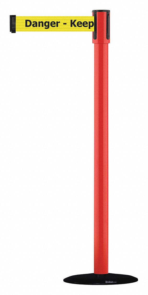 Barrier Post w/ Belt, Red, Black No Scuff