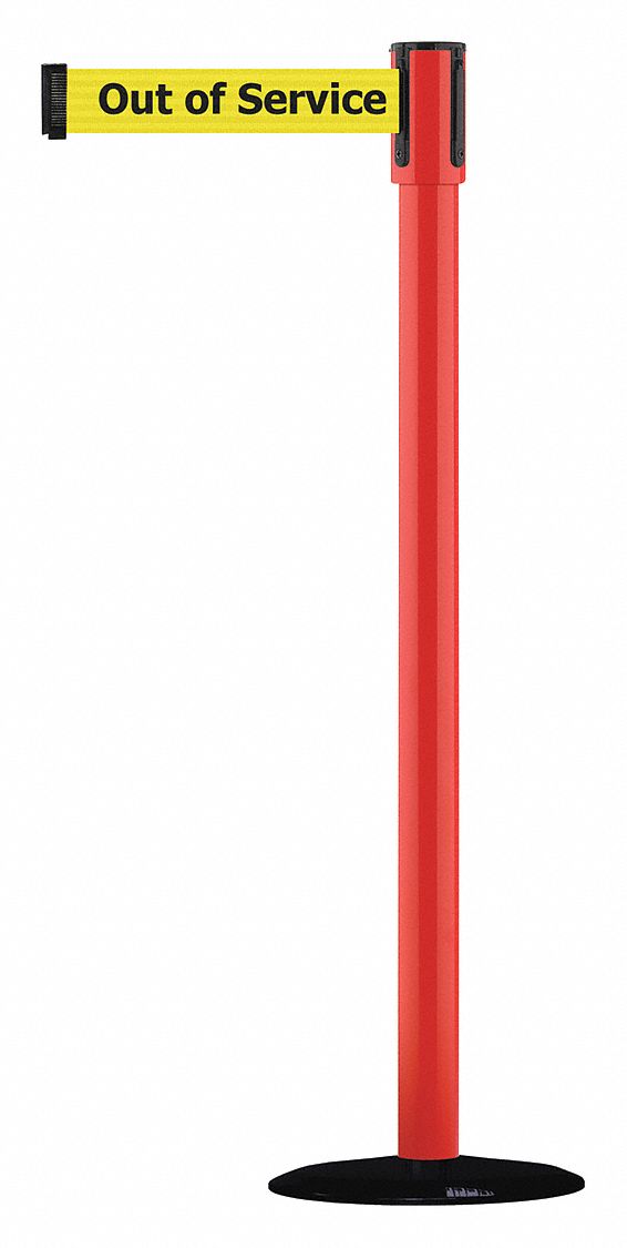 Barrier Post w/ Belt, Red, Black No Scuff