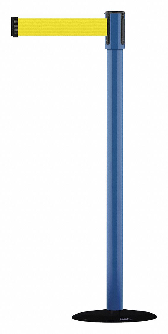 Barrier Post w/ Belt, 7-1/2 ft. L, Yellow