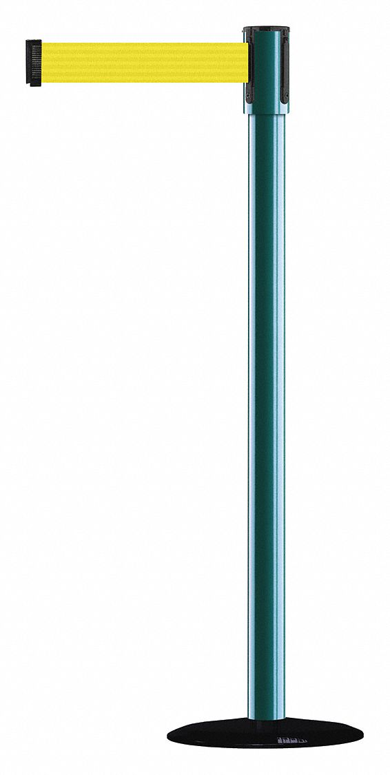 Barrier Post w/ Belt, 7-1/2 ft. L, Yellow
