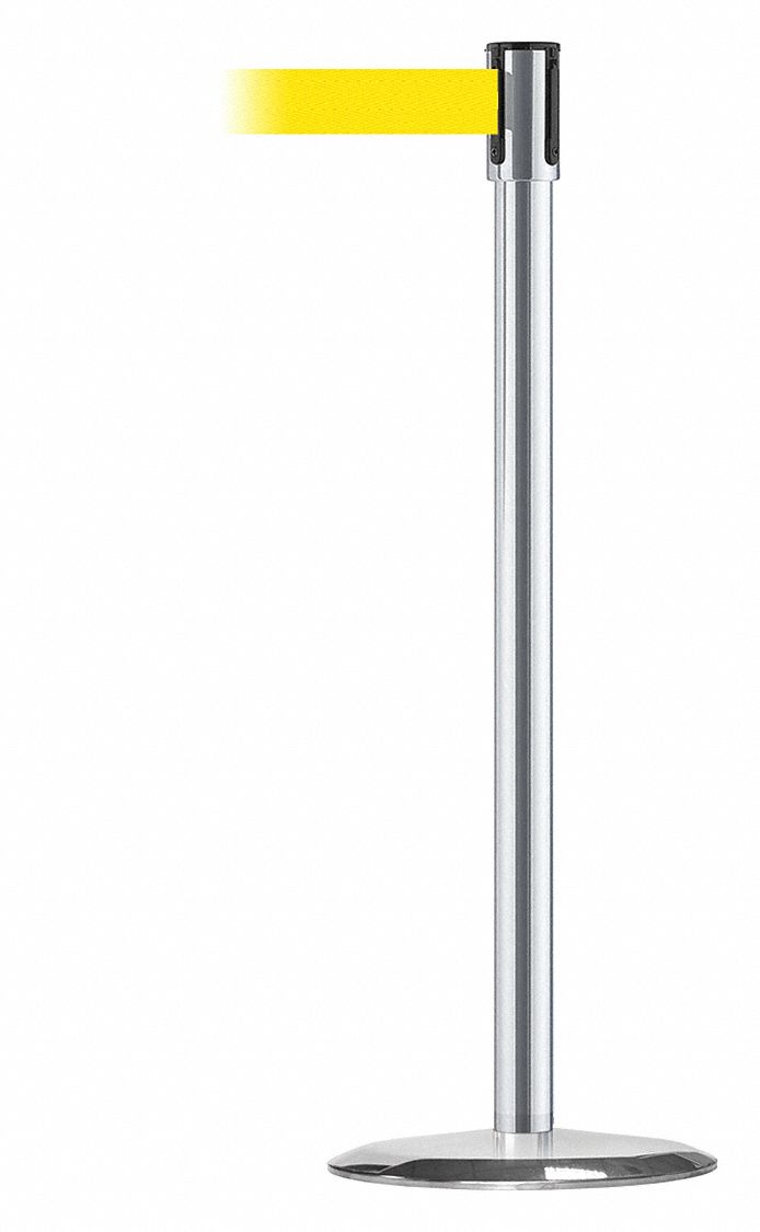 Barrier Post w/ Belt, 7-1/2 ft. L, Yellow